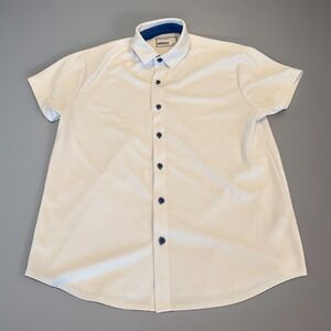 Twillory Shirt Mens Large White Button Up Short Sleeve Athleisure  Lounge Casual